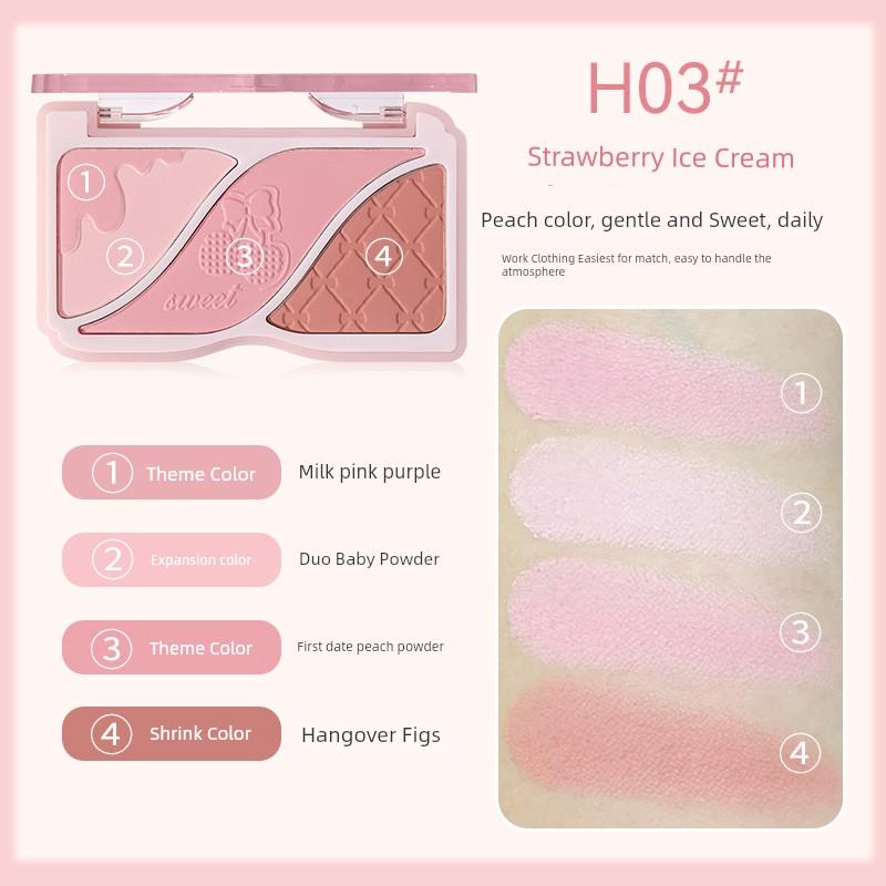 [2 Pieces] Hold Live Small Mood Three-Color Blush Repair Makeup Palette Matte Expansion Shrink Apricot Chin Purple