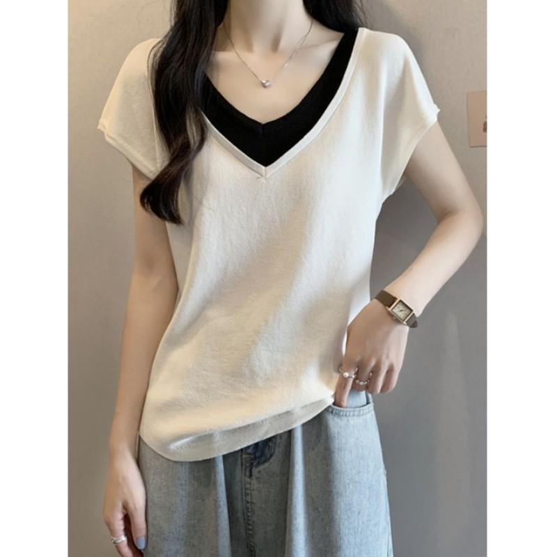 Women's Summer T-Shirt: Flattering, Short-Sleeve, Straight-Shoulder, Belly-Covering Top