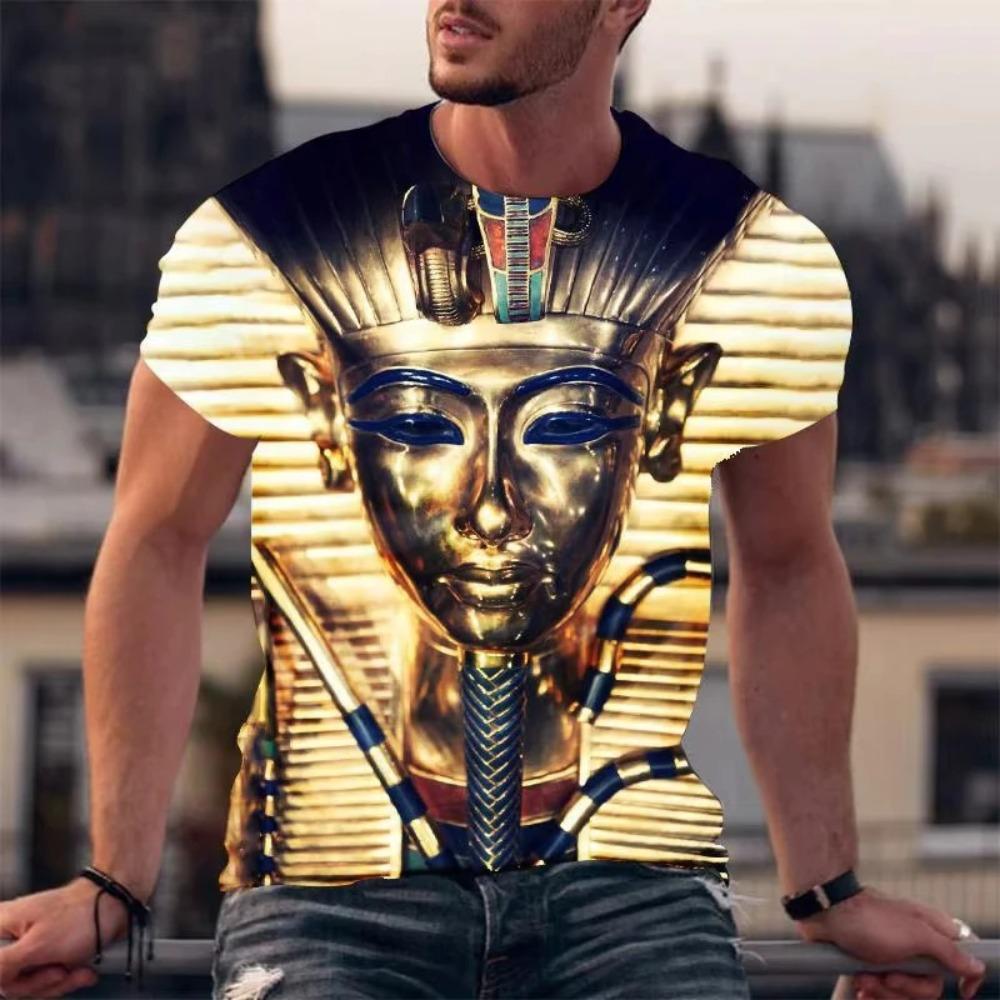 New Ancient Egyptian Pharaoh Graphic T-Shirts Men Women Summer 3D Printed Short Sleeve T Shirt Oversized Harajuku Kids Clothing