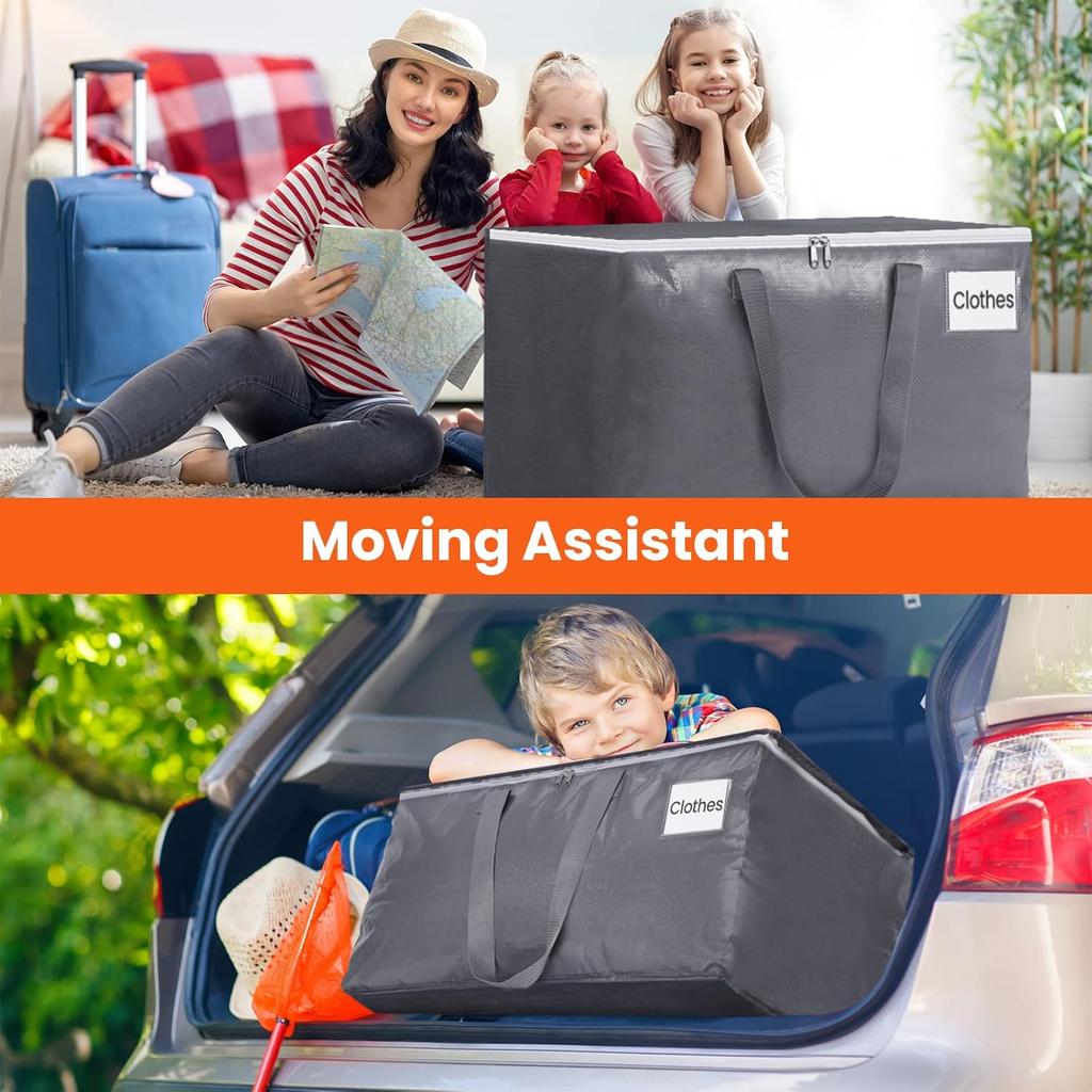 BlissTotes Large Moving Bags, Storage Bags with Zippers, Handles Moving Supplies with lids, Heavy Duty Totes for Storage Bags for Space Saving,