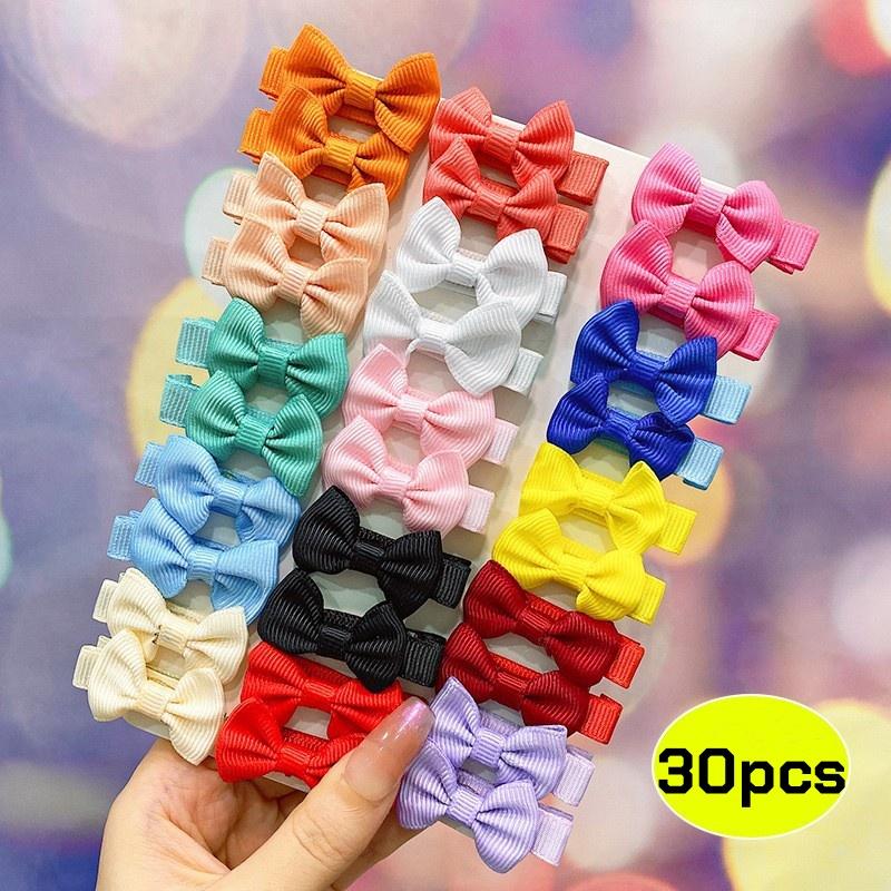 

30 colored random bow fabric hair clips suitable for daily use as hair accessories