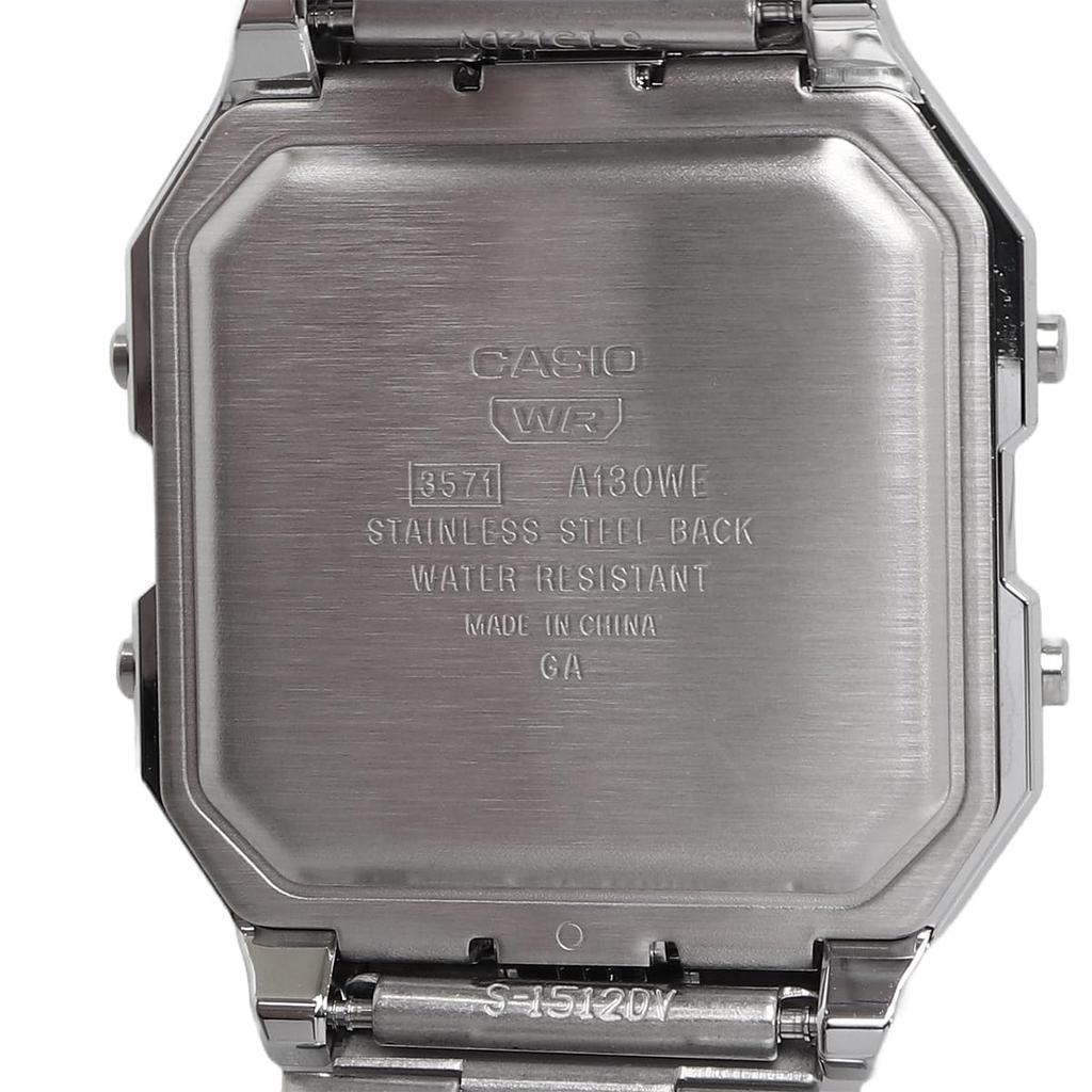 Casio Standard Vintage Series Silver and Overseas Model Analog-Digital Watch, A130WE-1A, Unisex, Black, [Used]