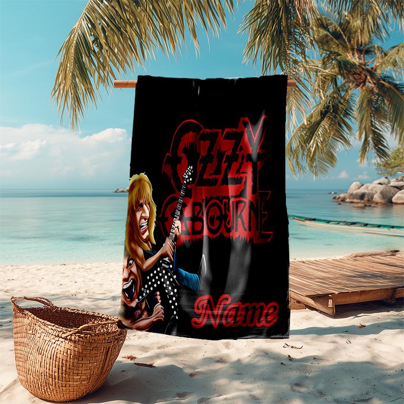 Personalisierter, maßgeschneiderter Strandtuch mit Proof-Muster von Rock-Legende Ozzy Osbourne - weich, saugfähig, schnelltrocknend, perfekt für Schwimmen, Camping & Baden