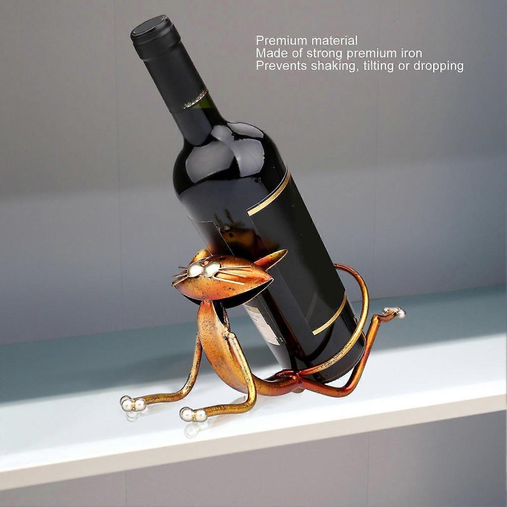 Cat Wine Holder Innovative Modern Style Decorative Metal Cat Shaped Wine Bottle Rack for Home Living Room Cabinet