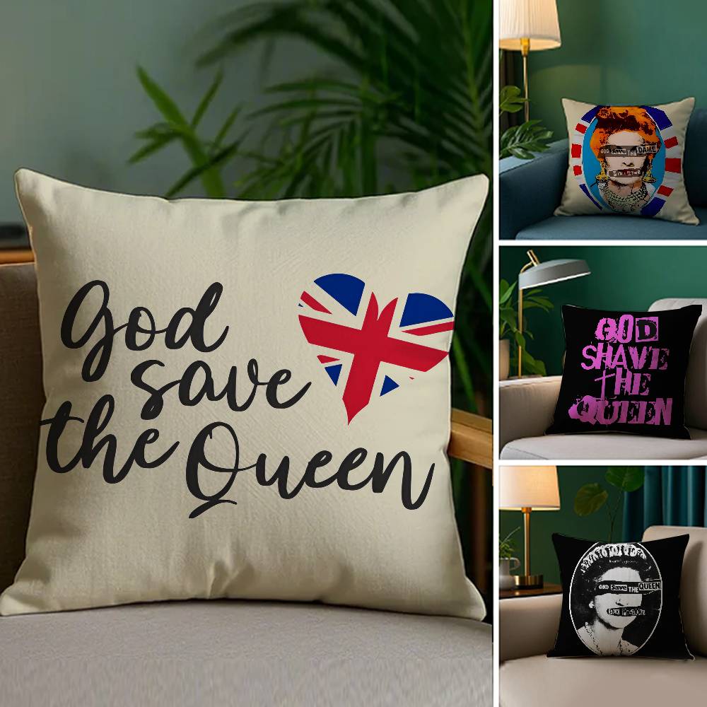 Brand S-Save the Queen Pillow Case Plush Fabric Soft Double Sided Print Home Sofa High Quality Cushion Cover Throw
