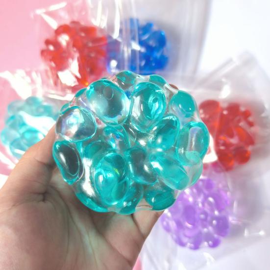 Balle Anti-Stress Croquante Remplie de Billes Soulagement de l'Anxiété Formable Balle à Presser Jouet Sensoriel Portable Voyage Moulable Balle Transparente Pincer Jouet Fidget