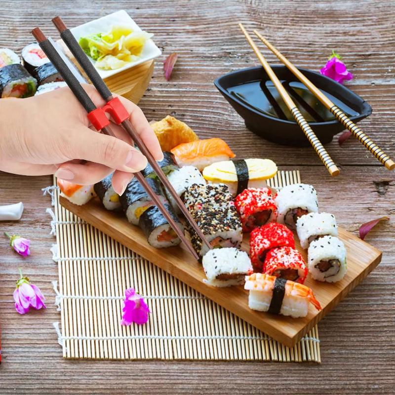 Pack of 6 Reusable Chopsticks Helpers Training Adults Kids Non-Slip Chopstick Hinges Connector Portable Practice Chopsticks Aids