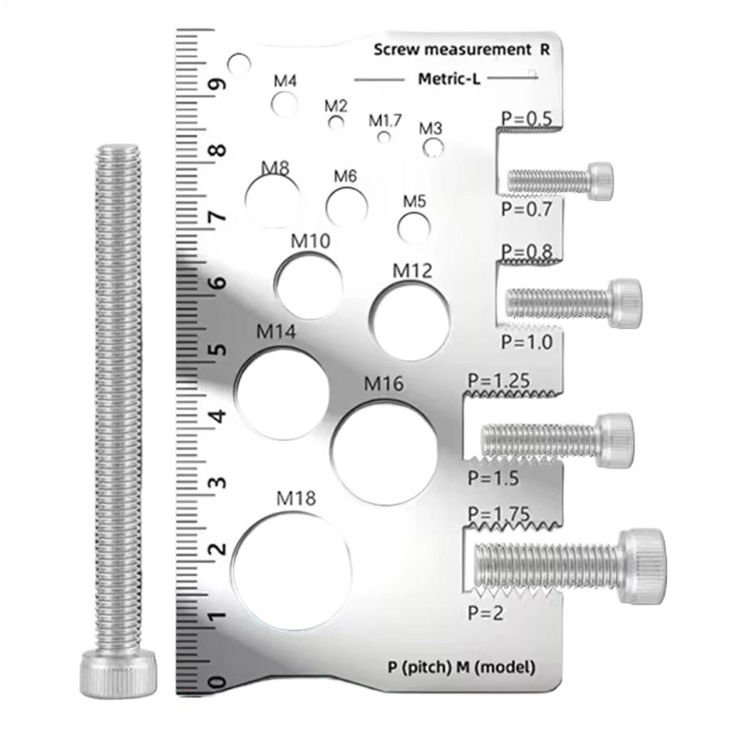 Thread Checker Screw Measurement Ruler Stainless Steel Calipers Metric Gauge Tool For Measuring Screw Pitch Bit Bolt Nut Screw
