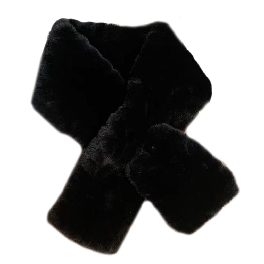 Crossed Scarf Winter Warm Furry Faux Furs Neckerchief Double Side Neck Gaiter Stylish Neck Scarf for Adult Women Student