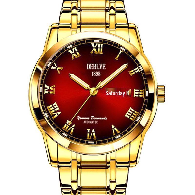 Stylish Men's Dual Calendar Quartz Watch with Luminous Waterproof Steel Band
