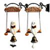 Saisonales Veranda-Hänge-Türklingel-Ornament mit geisterhafter Leser-Buch-Figur, Süßes oder Saures-Schild und Metallglocken-Akzent für den Halloween-Eingang