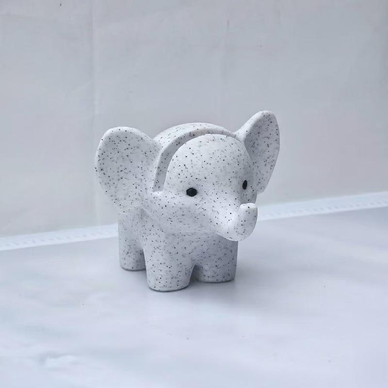 3pcs 3D Printed Marble Elephant Glasses Holder & Eyeglass Stand - Cute PVC Animal Spectacle Display Rack, Marble Texture Desk Organizer