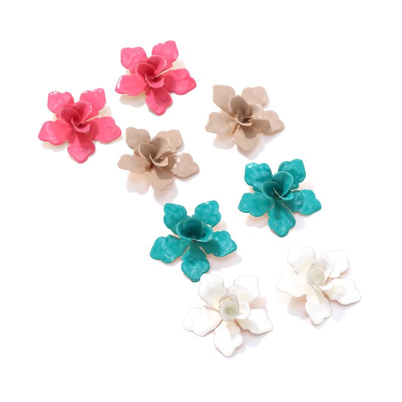 Exaggerate Oil Drop Flower Earrings for Women Luxury Design Stud Earrings Fashion Jewelry Accessories Party Wedding Gift