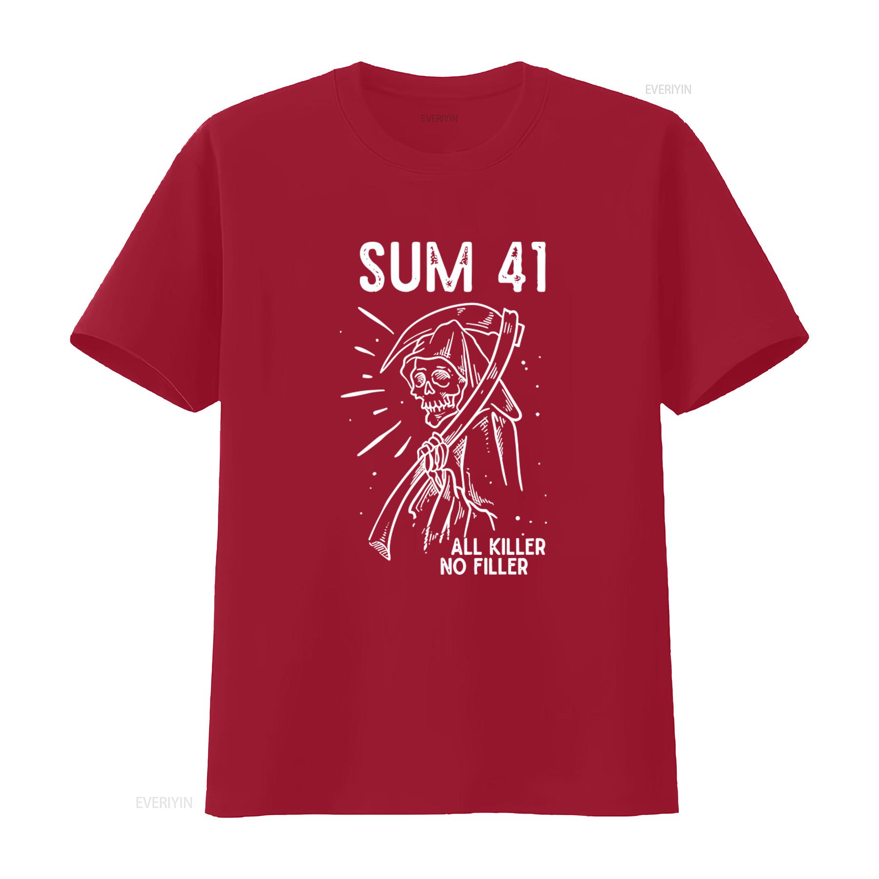 Sum 41 Reaper All Killer No Filler Mens T Shirt vintage Washed Comfortable Breathable homme Casual designer clothes Slightly S