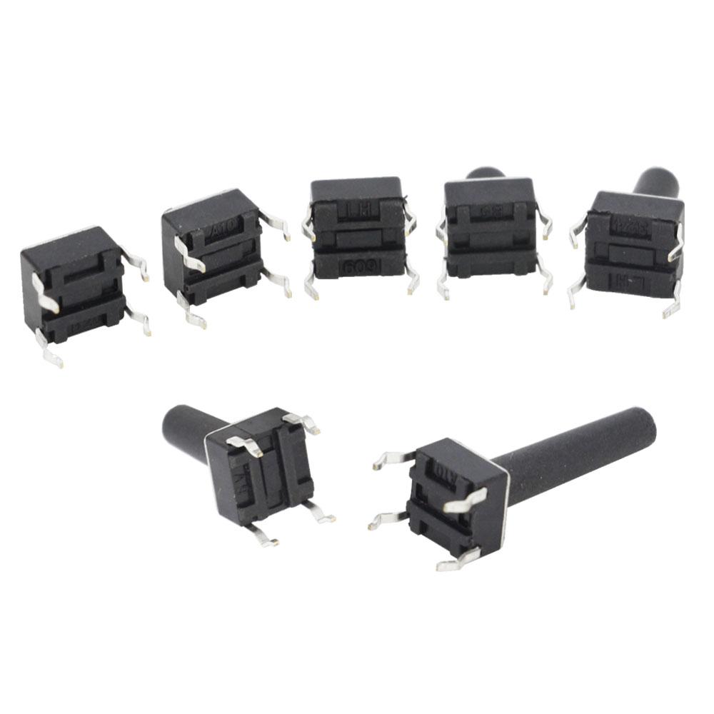 100 PCS 6*6*4.1~10 mm Tact Switch 4 Pin Vertical Micro Button Switch Key Switch Tactile Push Button Induction Switch 6x6 Series