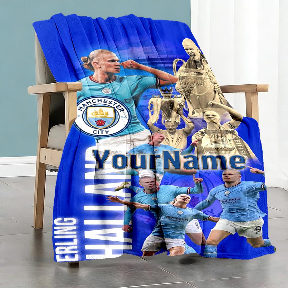Haaland 194 Personalized Name Blanket Cozy Customizable Blanket Comfortable for Bed Nap Office Chair Sofa for All Occasions