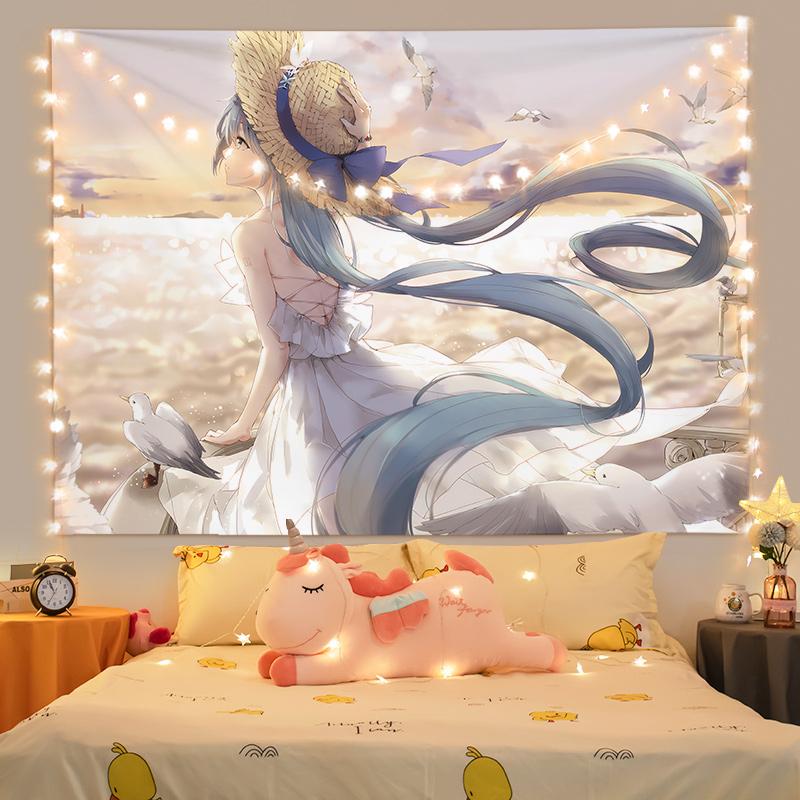 Ashou Anime Girl Tapestry Pink Room Decor Tapestry Wall Hanging Anime Wall Decor Home Kawaii Room Decoration Tapestries