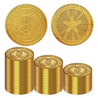 Byhoo 50 PCS Metal Gold DND Pirate Stress Reliever with Velvet Drawstring Bag for Board Treasure Pirate Adventure Themed Play Favors Coins, Coins,
