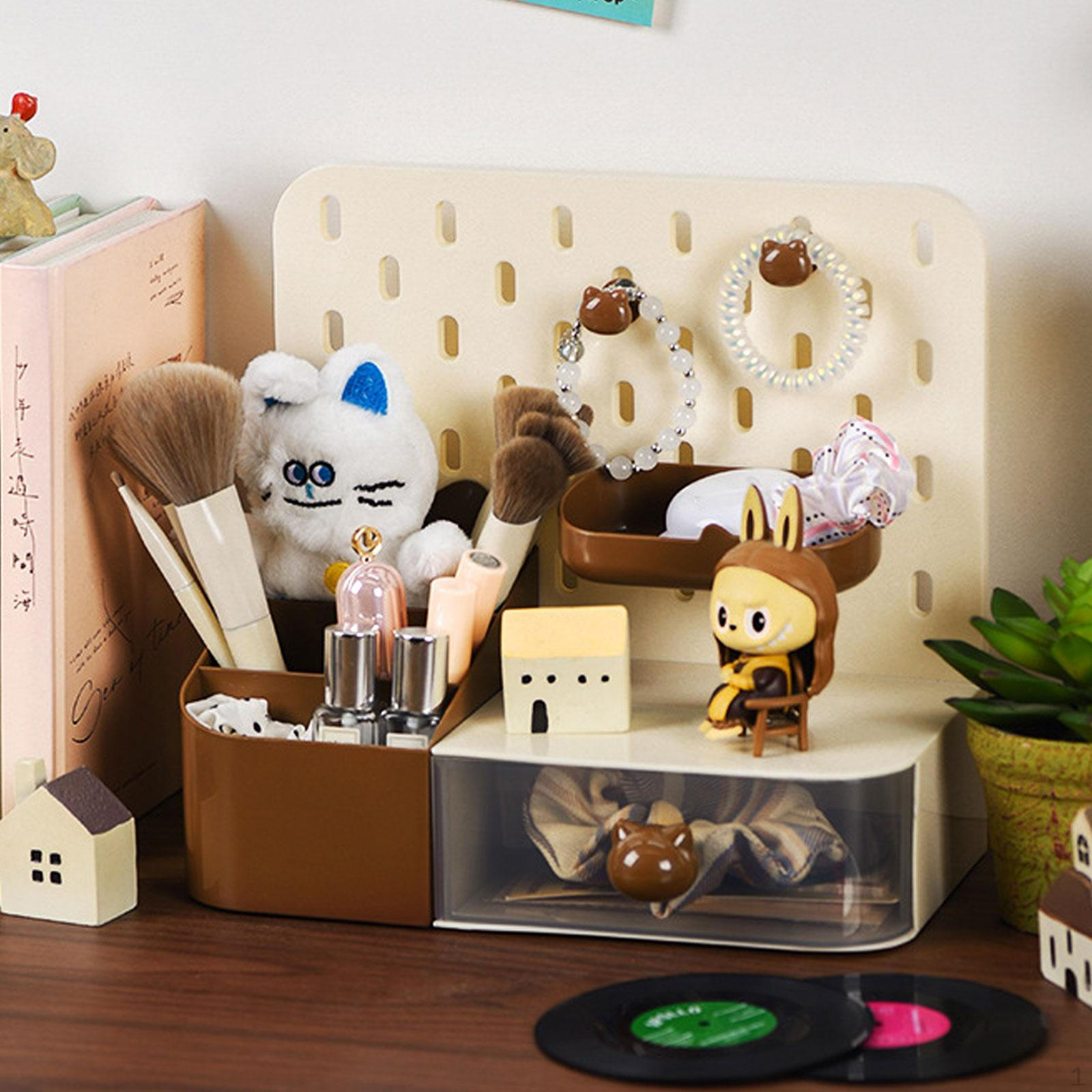 

Desk Organizer Pencil Holder Multifunctional Supplies Pen Stationery Box for Art коричневый