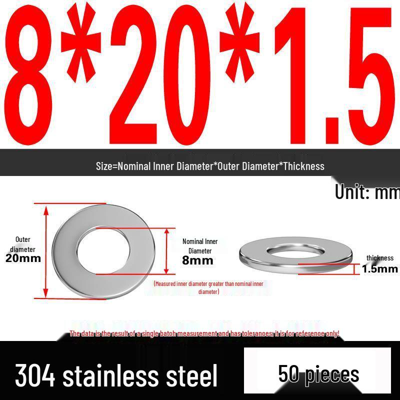 Thickened 304 Stainless Steel Flat Washer Spacer (M2-M36)