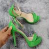 Women Sandals New 14cm Sexy Supper High Heels Patent Leather Nighclub Open Toes Platform Sandal Party Wedding Shoes Shoe