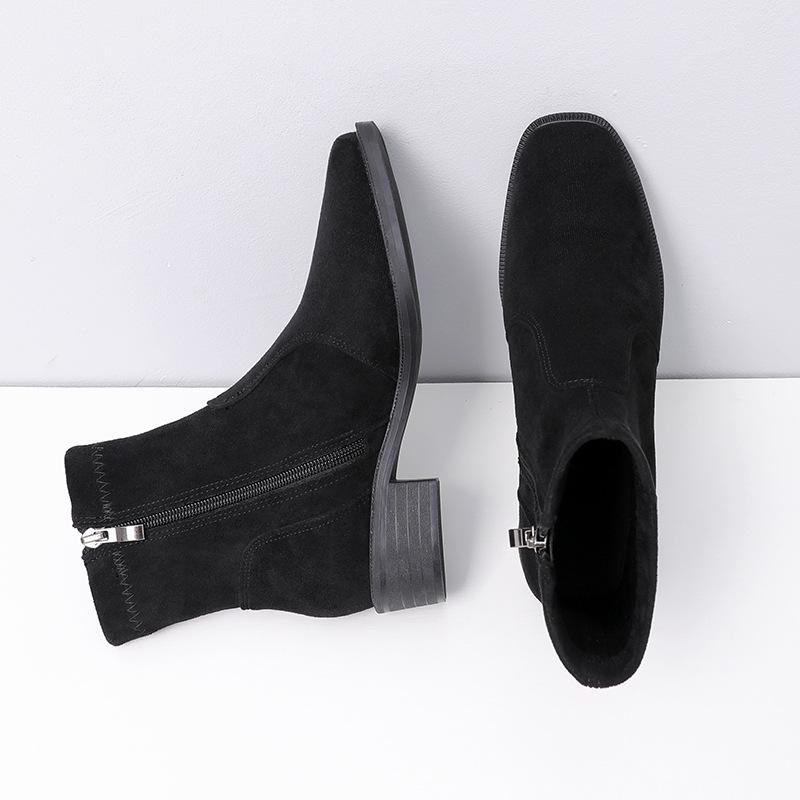 Size 32-43 Thick Heel Women Short Boots Fashion Slimming Ankle Boots Classic Style Autumn Winter Female SquareToe Women Boots