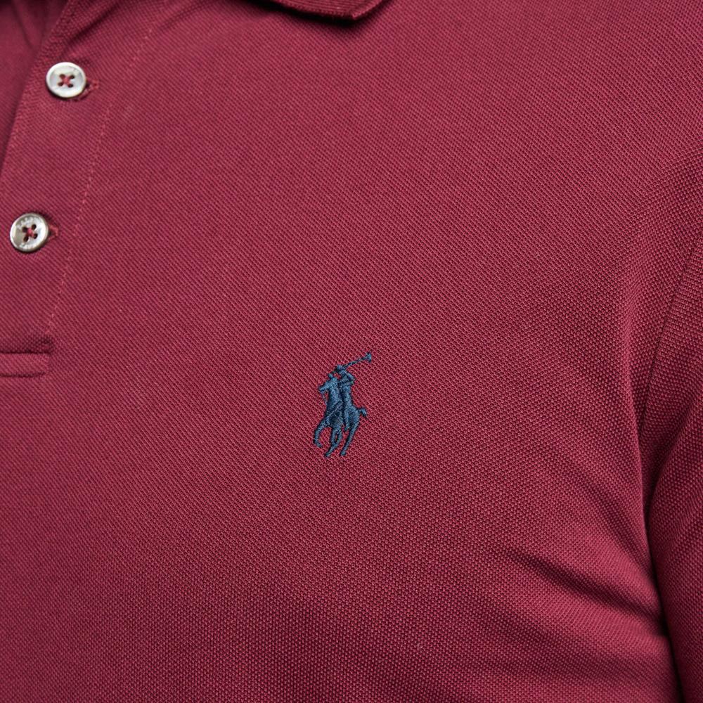 Polo Ralph Lauren SS24 Embroidered Long Sleeve Polo Shirt With Collar And Small Pony Logo Men tops Burgundy 710720846-006