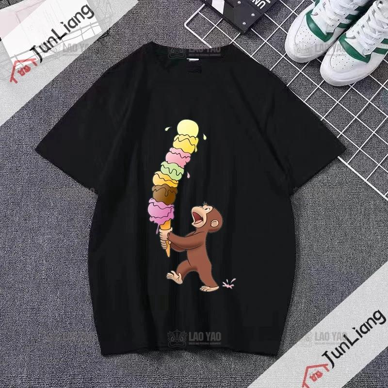 

Футболка для мальчиков 2022 года с принтом мультфильма «Любопытный Джордж» и забавной обезьянкой унисекс, верхняя одежда L