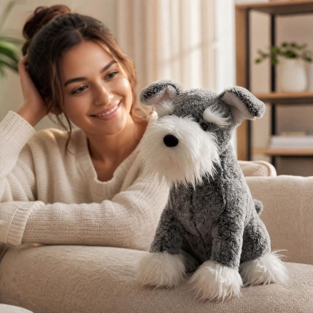 Realistic Dog Plush Toy Stuffed Animal, Soft Puppy Figurine for Kids and Collectors