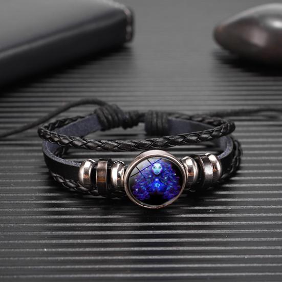 Yousheng Multilayer Charm Bracelet Adjustable Luminescent Twelve Constellations Braided Bracelet for Daily Life