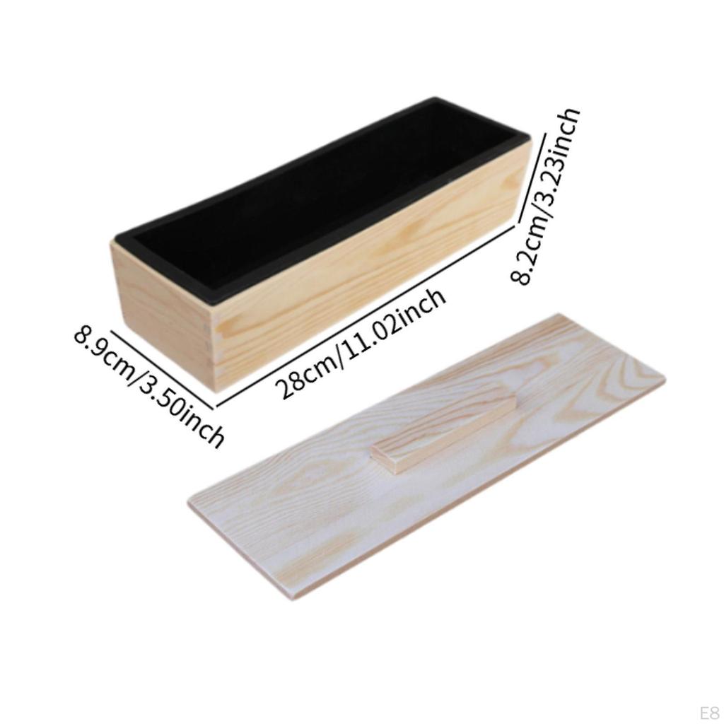 Rechteckige handgemachte Seifengussform mit Holzkiste und Deckel für Kerzen Selbstgemacht