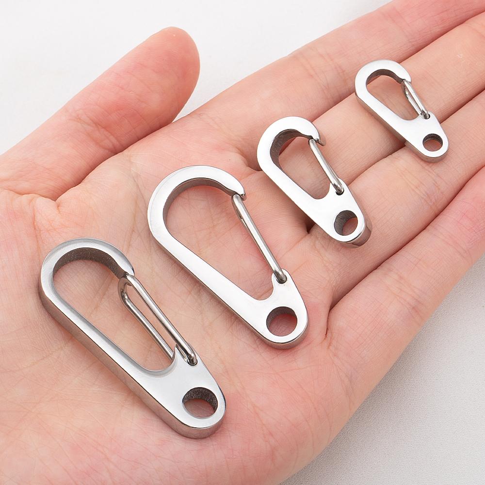 304 Stainless Steel Small Mini Carabiner Clip Spring Snap Hook Keychains for DIY Key Rings Camping Backpack Jewelry Accessories