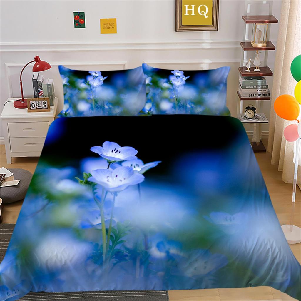 3D Blomstermønster Sengetøy, Soverom Dyne og Putetrekk 2 Deler/3 Deler, Full Størrelse Sengetøy, Hjemmedekorasjon