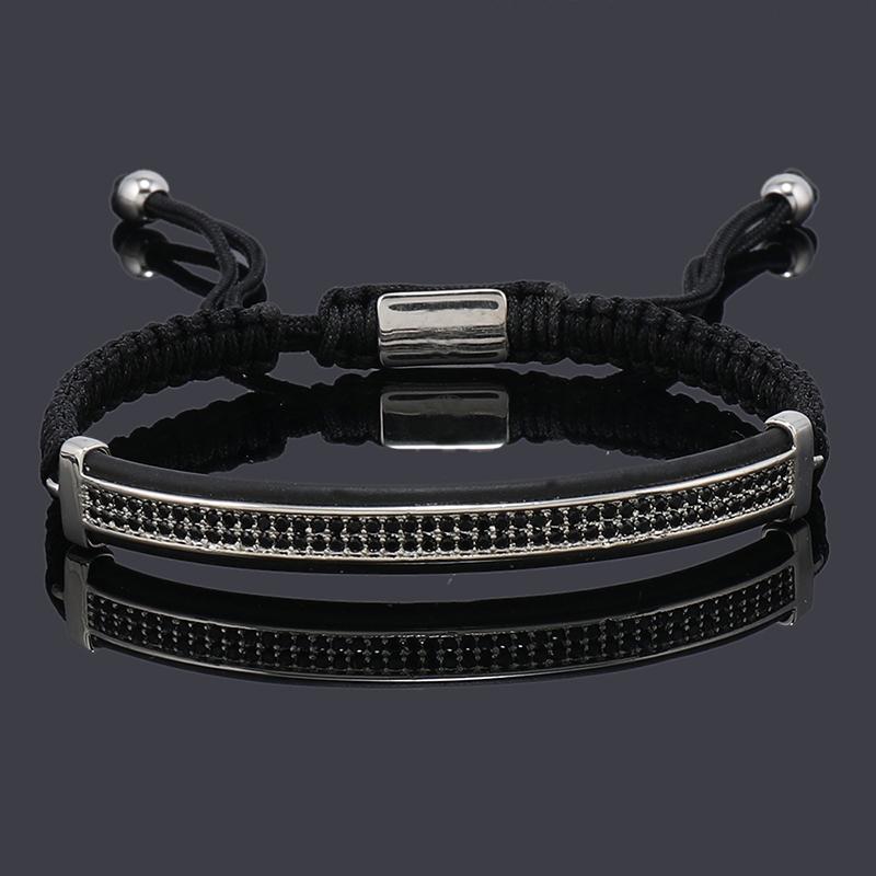 Bracelets Punk en Barres CZ Tressées de Luxe pour Hommes et Femmes Bijoux faits à la main Cadeau argenté