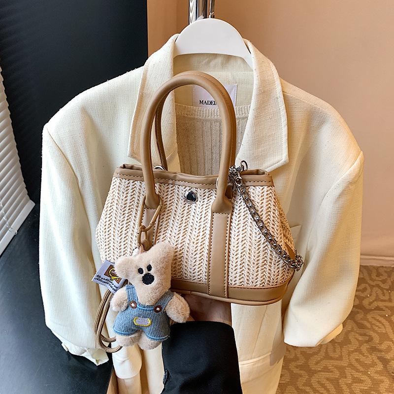 One Shoulder Oblique Span Bag 2025 New Straw Bag Casual Large Capacity Bucket Bag Women's Handbag Trendy Personalized Women's Bag