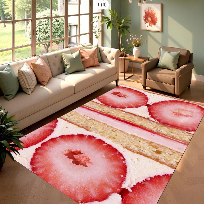 

Fresh Strawberry Slices Pattern Area Rug Soft Yellow Carpet Non Slip Living Room Floor Mat Cozy Home Decor Living Room Carpet 40x60cm