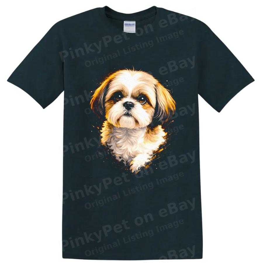 Dog Portrait T Shirt Cute Dog Lover Tee Shih Tzu Fan Art Animal Design