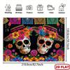 2D Flat Banner for Day of the Dead - Vinyl Banner with Colorful Skeleton and Flower Pattern