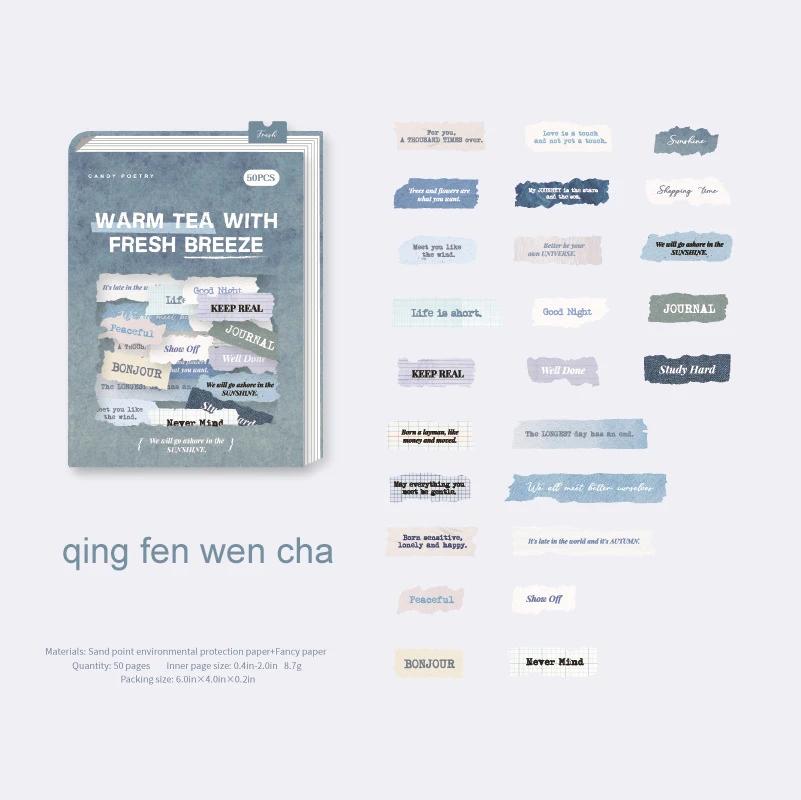 JIANWU Scrambled Heart Series Vintage English Text Label Material Collage Sticker Creative DIY Journal Scrapbook Stationery