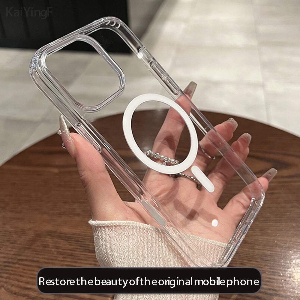 Pro Magesafe Magnetický Průhledný Bezdrátový Nabíjecí Kryt Pro iPhone 16 Pro Max Plus Ovládání Fotoaparátu Tlačítko Snímání Průhledný Kryt