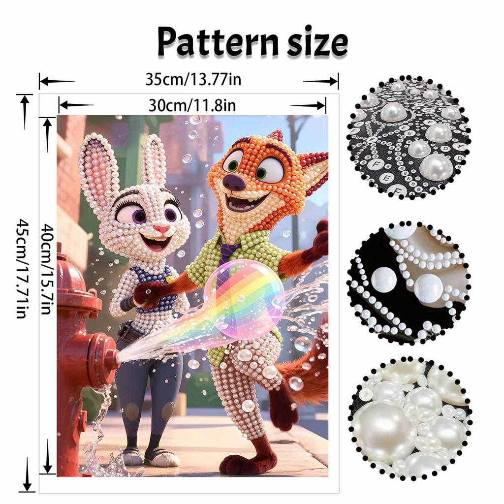 Disney Pearl Art DIY Judy Nick Creative Pearl Style Illustrations | Pearl Gemstone Art for Home Wall Decor Crafts