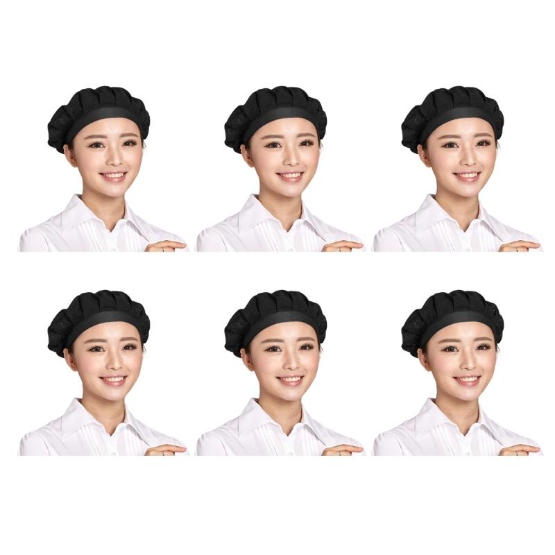 6Pcs Small Meshes Chefs Work Hat Breathable Professional Kitchen Cook Hat For Kitchen And Food Service