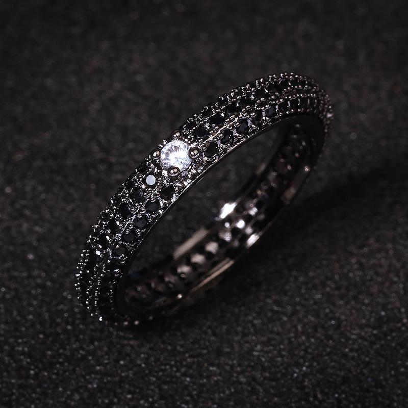S Silver Colorful Zircon Black Gold Ring for Women Full Zircon Wedding Party Engagement High Quality Jewelry Ring Gift