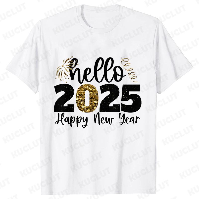 Happy New Year Shirt Please Wait 2025 Loading T-shirts Short Sleeve O-neck T-shirts Fashion Casual Tshirts Short Sleeve Tees