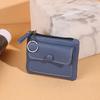 Casual Style Zip Wallet With A Keychain Solid Color Coin Purse Mini Card Holder Key Pouch And Wet Wipes For Cleaning