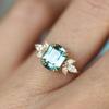 Fashion Gold Color Inlaid White Green CZ Women's Ring Geometry Daily Wear Party Jewelry