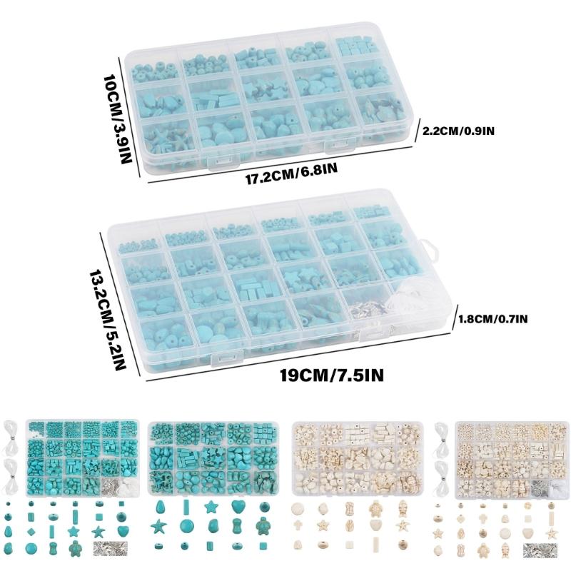 Synthetic Turquoise Loose Bead Collection for Necklace and Bracelet Jewelry Making Components Colorful Mixed Beads