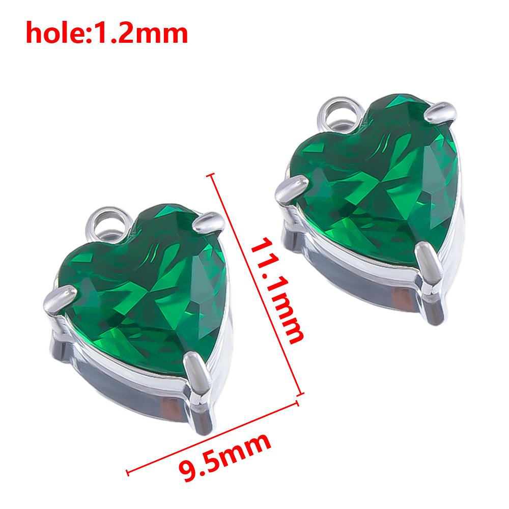 5pcs Stainless Steel Zircon Heart Pendants Base Clear Crystal Charm Beads with Hole for Necklace Making DIY Ear Jewelry Findings