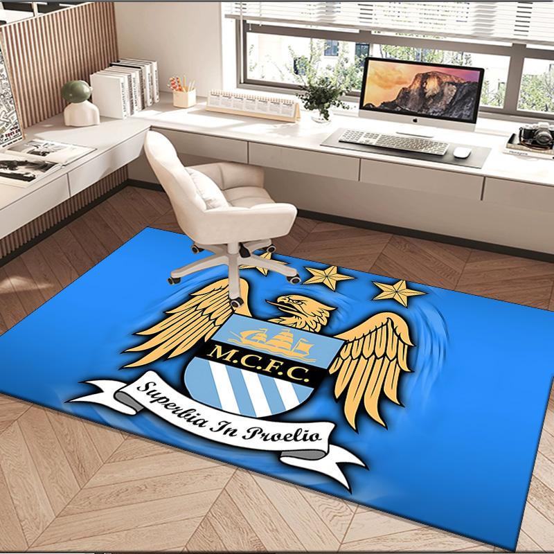 1PC rug Manchester City Crest Carpet, Chair Rug,Area Rug for Office Bedroom living rooms bedroom, Doormat decor Christmas fan gifts