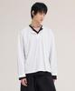 Akesi Contra Layered Henley Neck Long Sleeve_White And Black